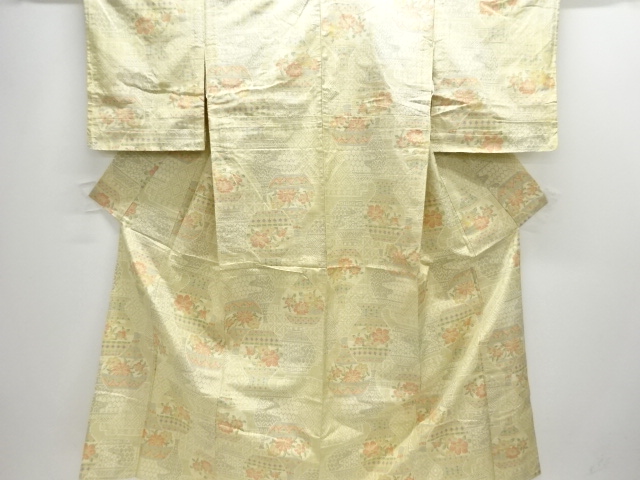 JAPANESE KIMONO / ANTIQUE HITOE KIMONO / SILK / TOKAMACHI TSUMUGI / WOVEN FLOWER